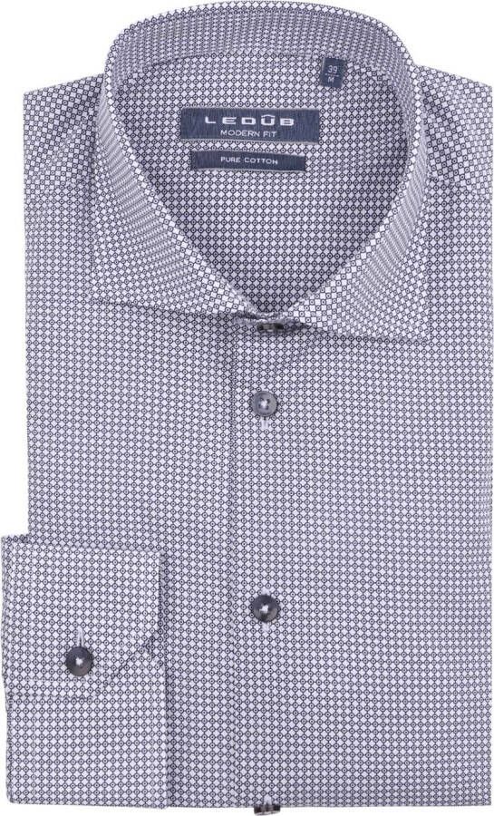 Ledub Overhemd Tricot Print Blauw