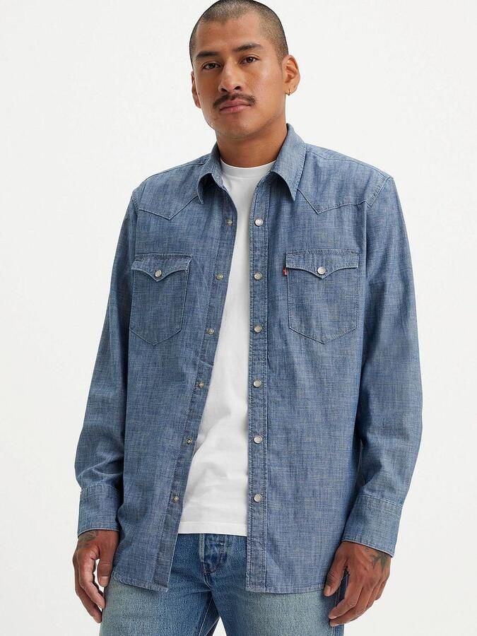 Levi's Overhemd Lange Mouw Levis Barstow Western Overhemd Mid Blauw - Foto 3