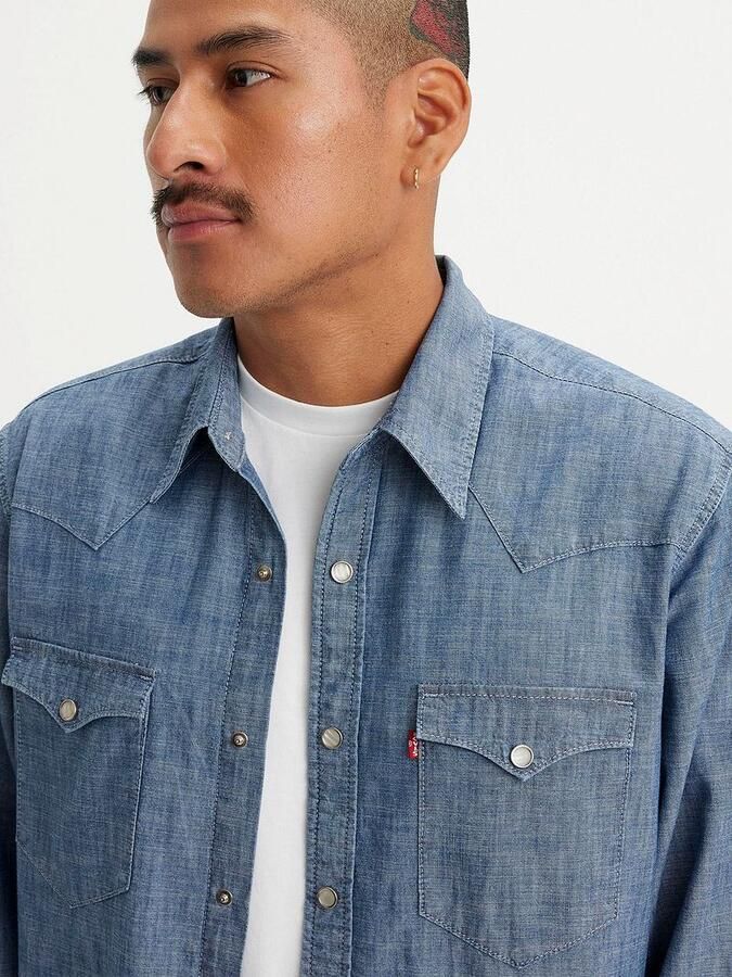 Levi's Overhemd Lange Mouw Levis Barstow Western Overhemd Mid Blauw - Foto 4