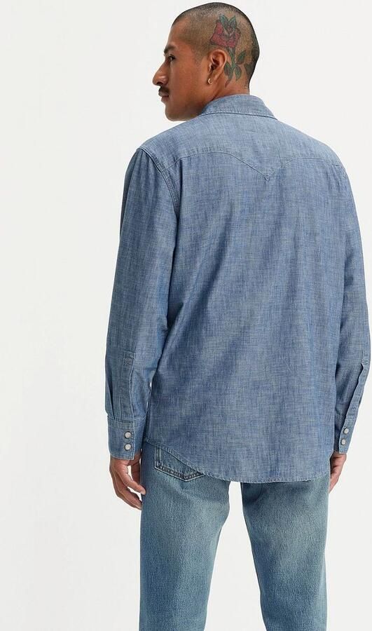 Levi's Overhemd Lange Mouw Levis Barstow Western Overhemd Mid Blauw - Foto 5