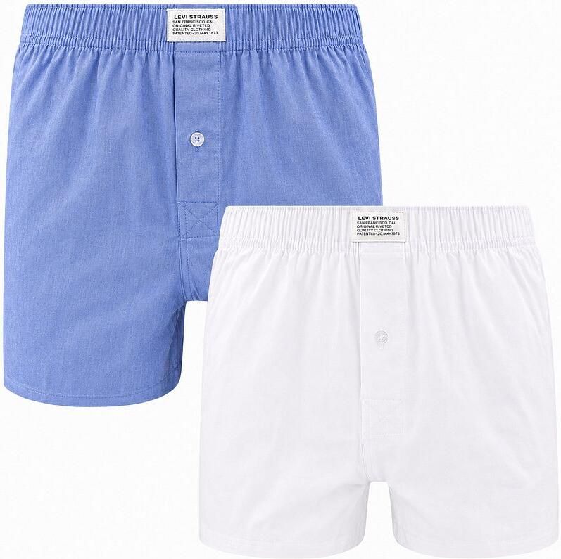 Levi's Boxers Levis Woven Boxershorts 2-Pack Blauw Wit