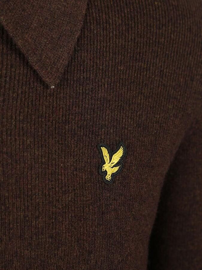 Lyle and Scott Lyle & Scott Longsleeve Poloshirt Lamswol Bruin - Foto 2
