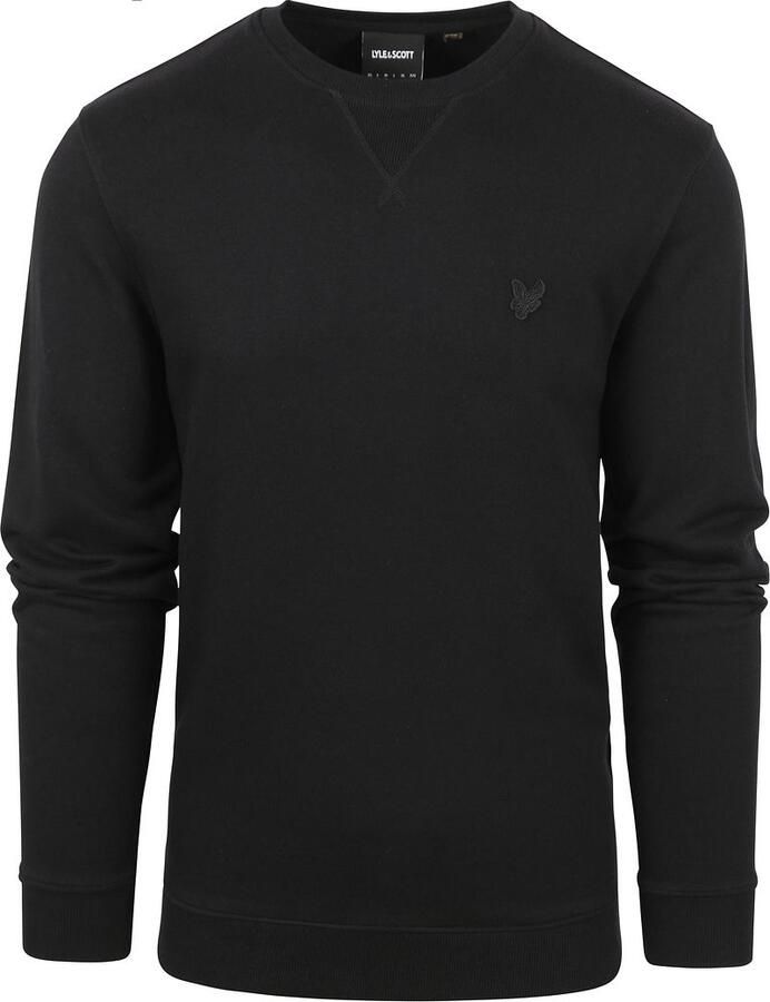 Lyle & Scott Zwarte Katoenen Ronde Hals Tonal Eagle Black Heren