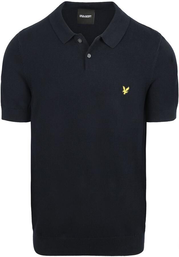 Lyle & Scott regular polo fijn gebreid donkerblauw - Foto 3