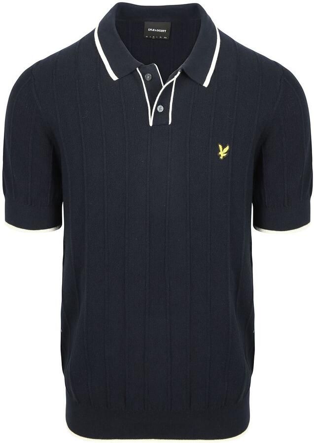 Lyle and Scott Poloshirt Knitted Tipped Dark Navy