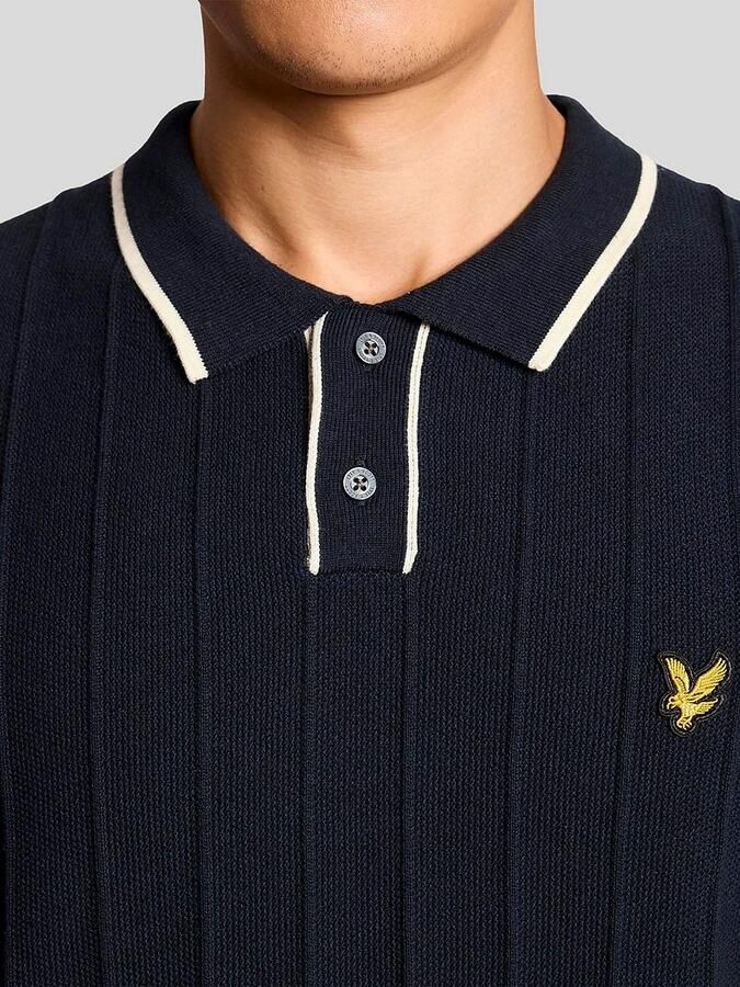 Lyle and Scott Poloshirt Knitted Tipped Dark Navy - Foto 2