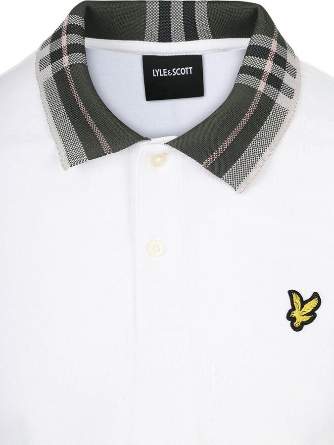 Lyle and Scott Poloshirt Tartan Collar White - Foto 3
