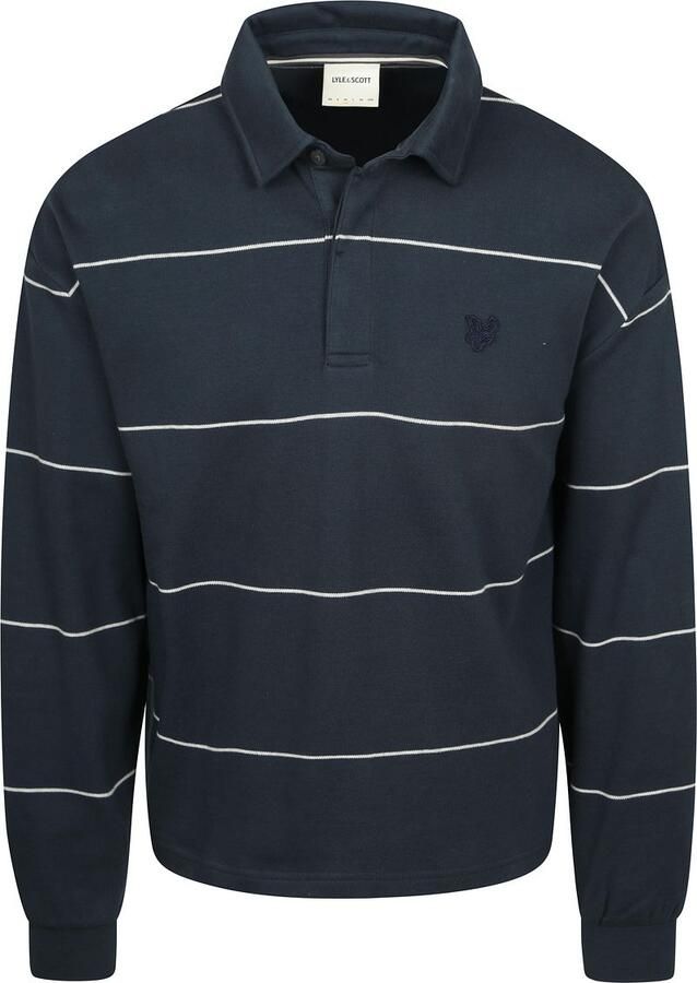 Lyle & Scott Polo Shirt Lange Mouw Lyle & Scott Rugby Polo Streep Navy