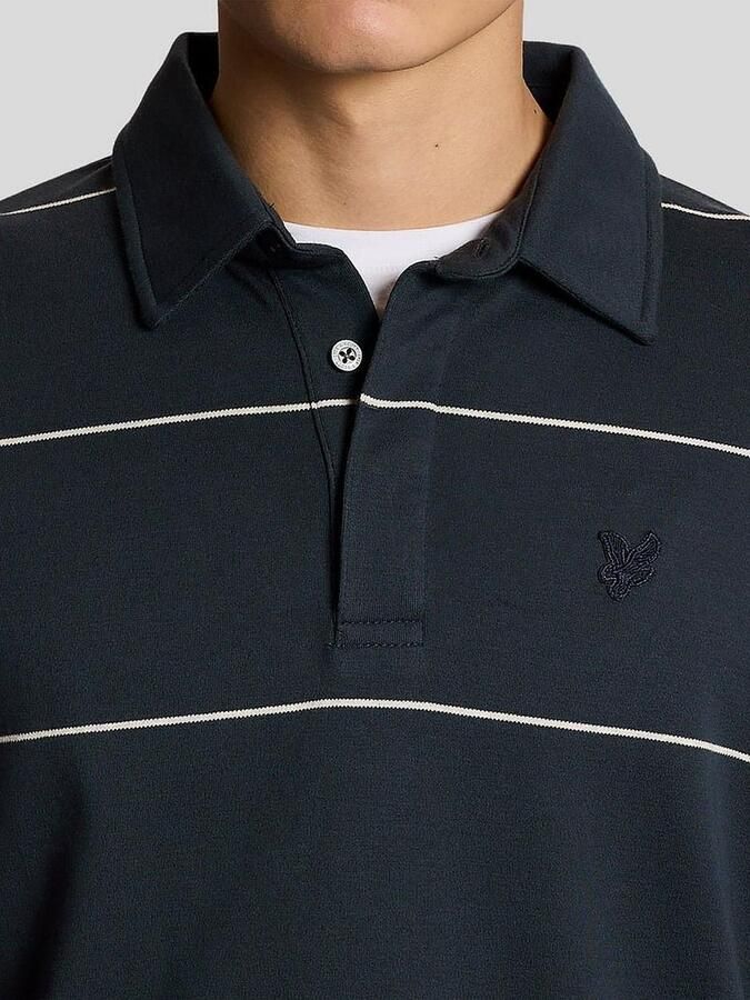 Lyle & Scott Polo Shirt Lange Mouw Lyle & Scott Rugby Polo Streep Navy - Foto 2