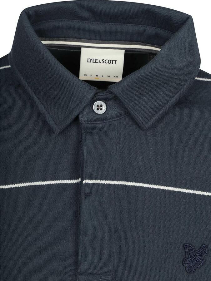 Lyle & Scott Polo Shirt Lange Mouw Lyle & Scott Rugby Polo Streep Navy - Foto 3
