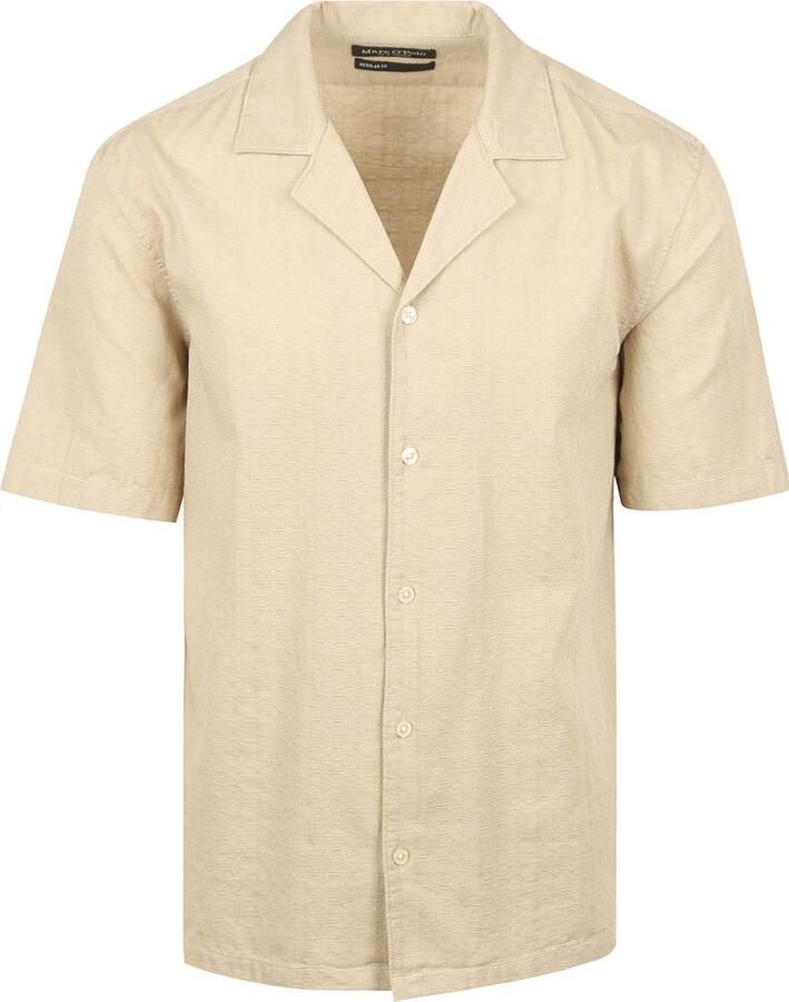 Marc O'Polo Overhemd Lange Mouw Crèpe Overhemd Short Sleeves Beige