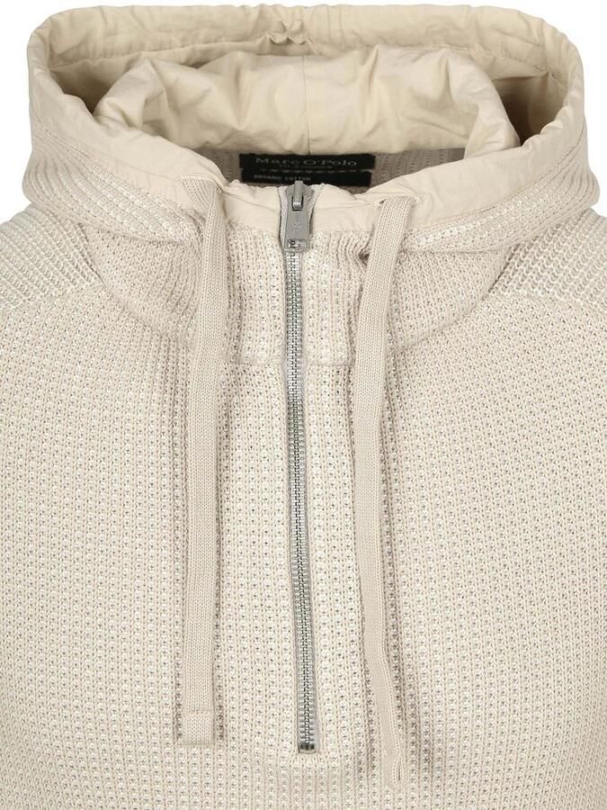 Marc O'Polo Hooded Half Zip Pullover Structured Bi-Colour Ecru - Foto 2