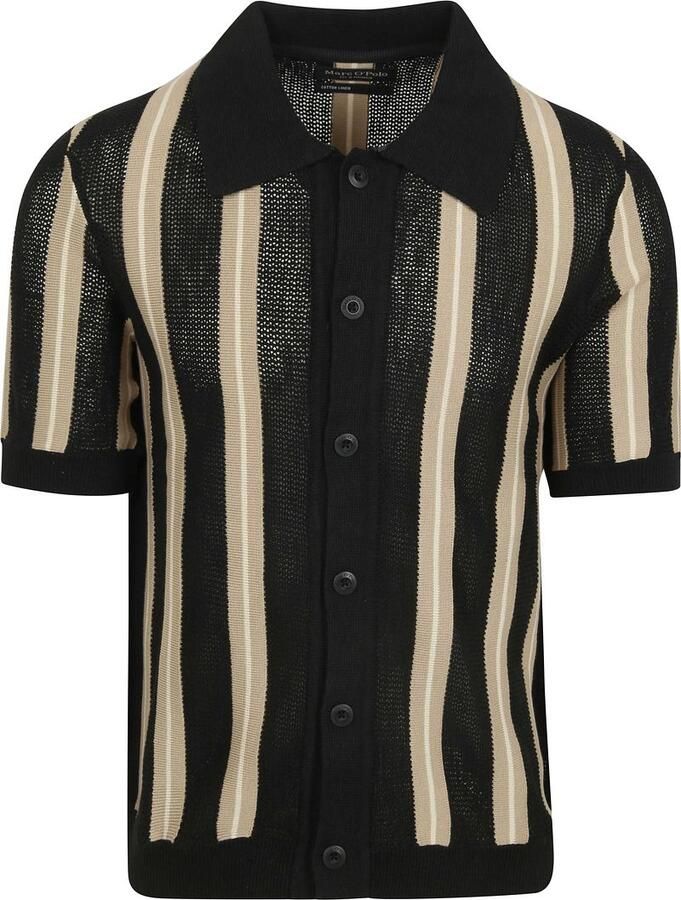 Marc O'Polo Overhemd Lange Mouw Knitted Crochet Overhemd Short Sleeves Zwart - Foto 5