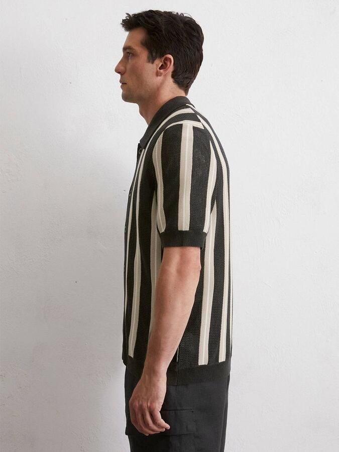 Marc O'Polo Overhemd Lange Mouw Knitted Crochet Overhemd Short Sleeves Zwart - Foto 2