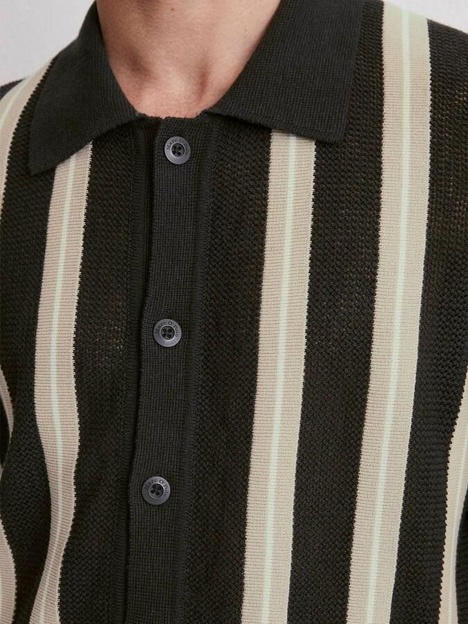 Marc O'Polo Overhemd Lange Mouw Knitted Crochet Overhemd Short Sleeves Zwart - Foto 4