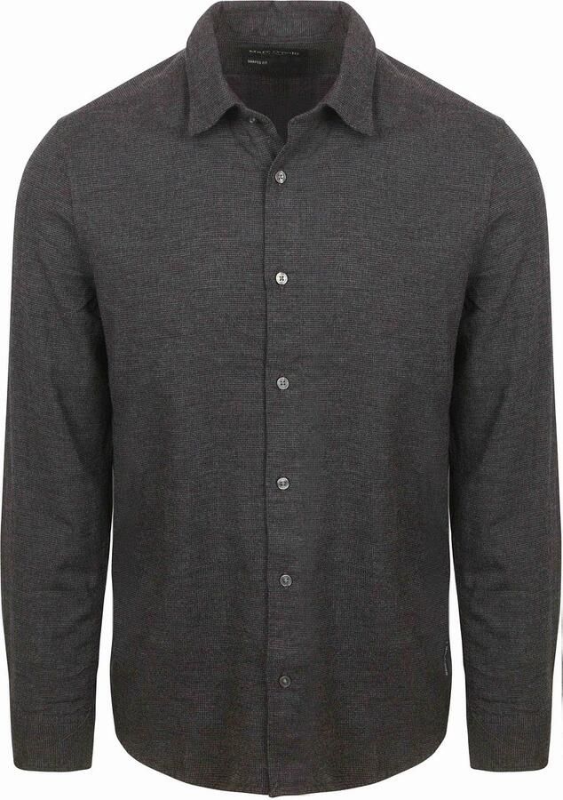 Marc O'Polo Overhemd Lange Mouw Overhemd Flanel Print Antraciet