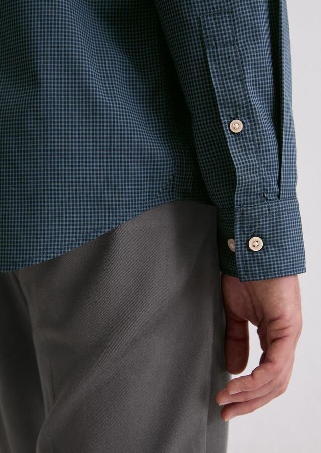 Marc O'Polo Overhemd Lange Mouw Overhemd Ruiten Vichy Donkerblauw