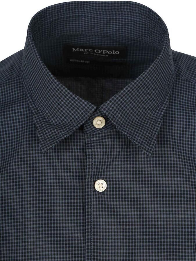 Marc O'Polo Overhemd Lange Mouw Overhemd Ruiten Vichy Donkerblauw - Foto 2