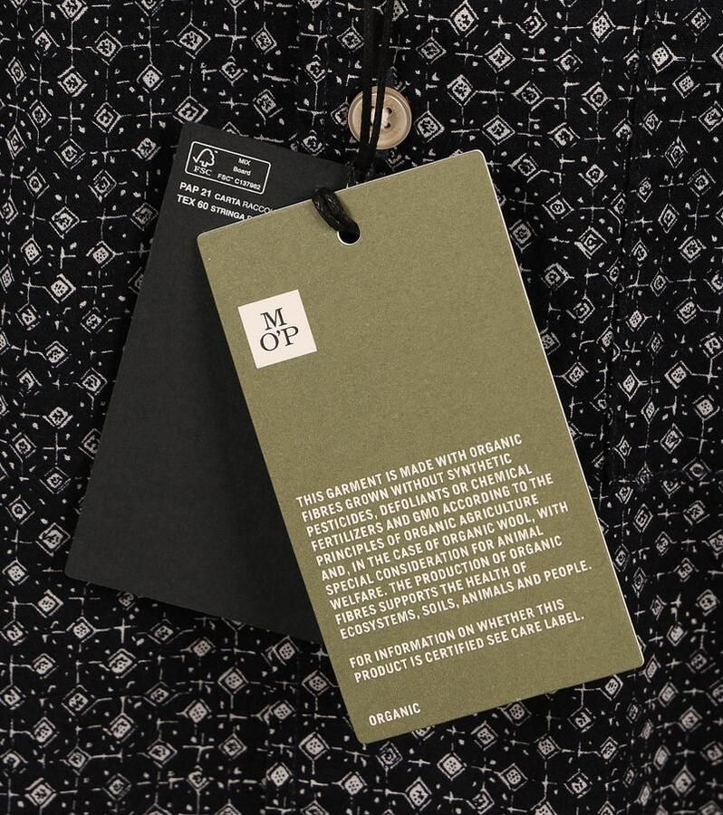 Marc O'Polo Overhemd Lange Mouw Overhemd Short Sleeves Print Navy