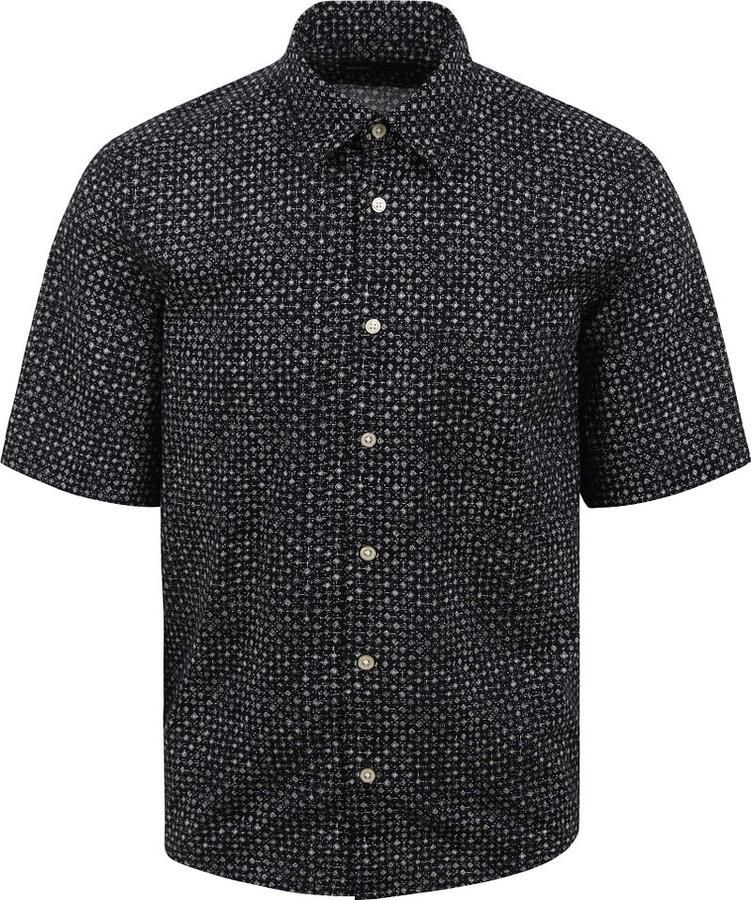 Marc O'Polo Overhemd Lange Mouw Overhemd Short Sleeves Print Navy