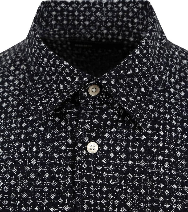 Marc O'Polo Overhemd Lange Mouw Overhemd Short Sleeves Print Navy - Foto 3