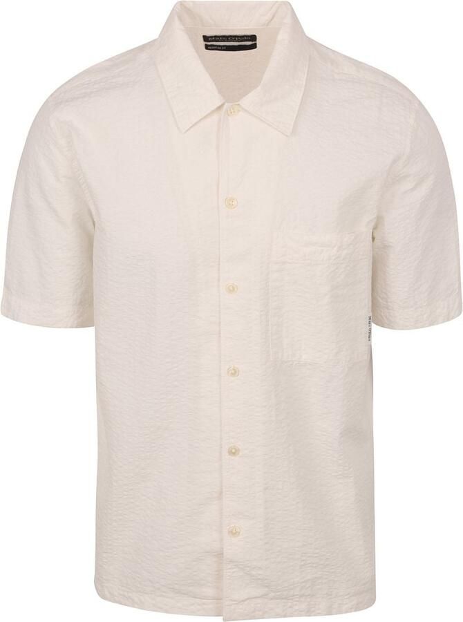 Marc O'Polo Overhemd Lange Mouw Overhemd Short Sleeves Seersucker Off White - Foto 2