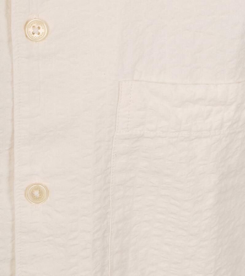 Marc O'Polo Overhemd Lange Mouw Overhemd Short Sleeves Seersucker Off White