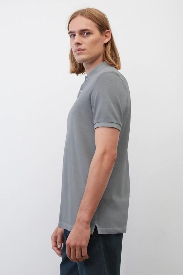Marc O'Polo Short sleeve polo shirt in piqué fabric Grijs Heren - Foto 5