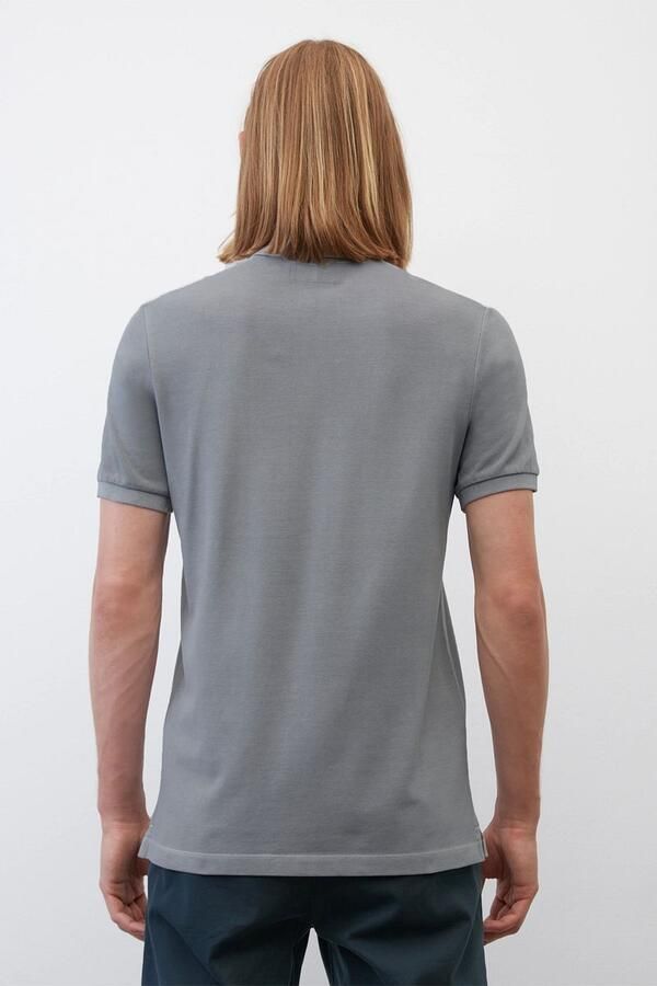 Marc O'Polo Short sleeve polo shirt in piqué fabric Grijs Heren - Foto 6