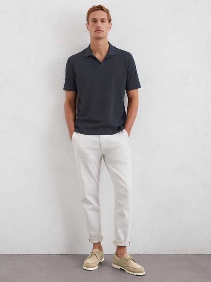 Marc O'Polo Regular fit poloshirt van een mix van katoen en linnen