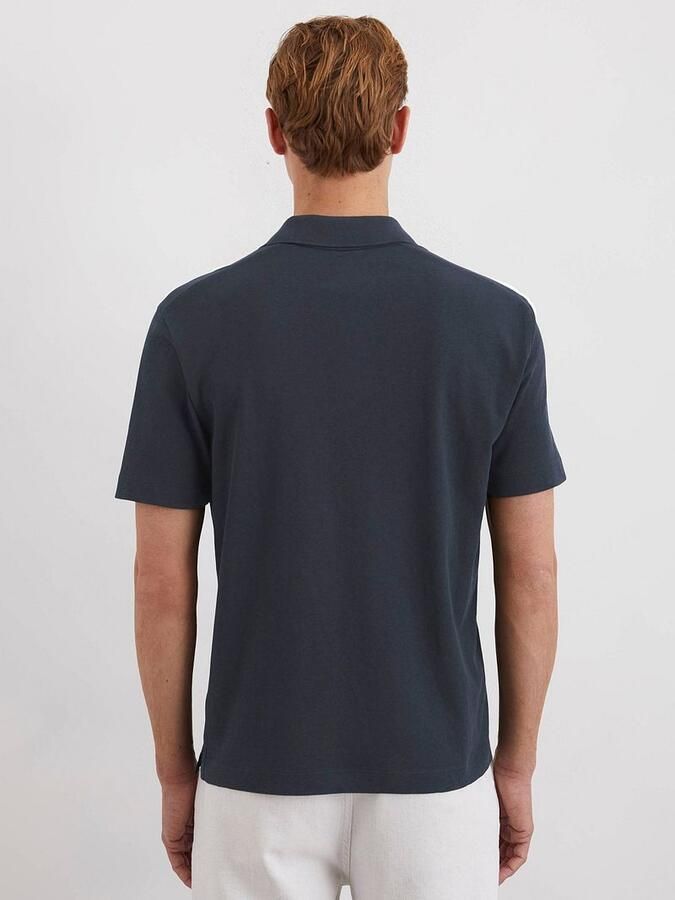 Marc O'Polo Regular fit poloshirt van een mix van katoen en linnen - Foto 3