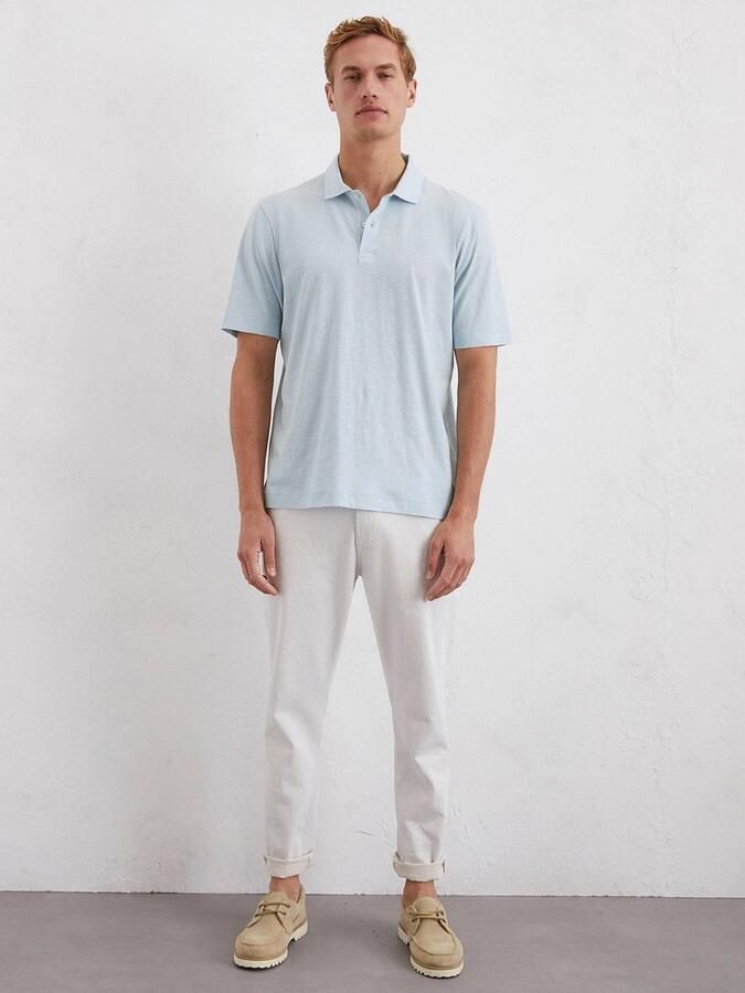 Marc O'Polo T-shirt Poloshirt Slubs Starlight Blauw