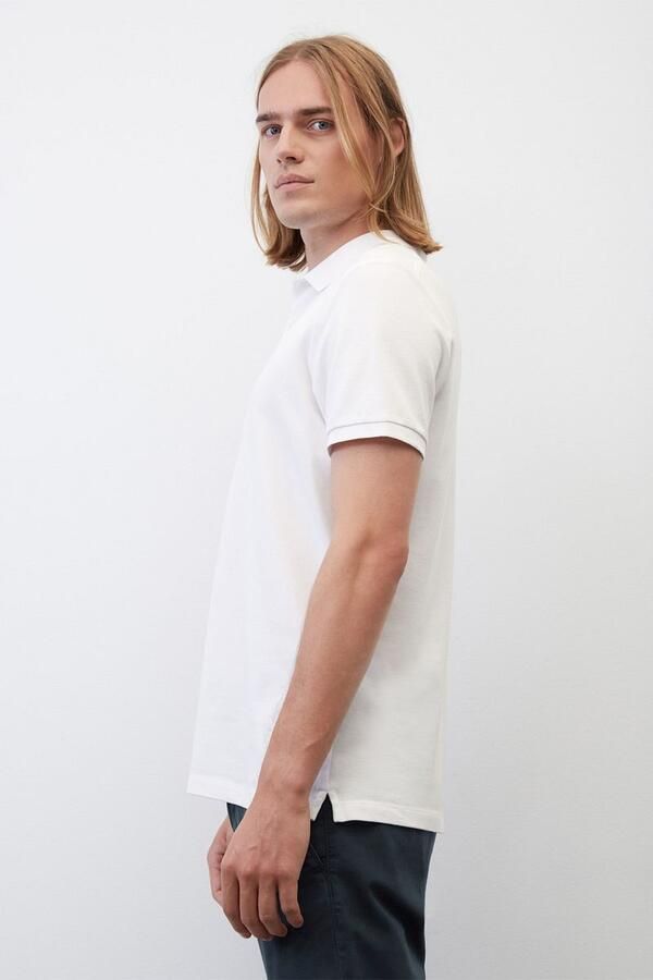 Marc O'Polo Short sleeve polo shirt in piqué fabric Wit Heren