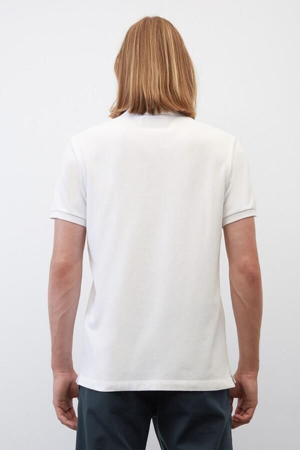 Marc O'Polo Short sleeve polo shirt in piqué fabric Wit Heren - Foto 7