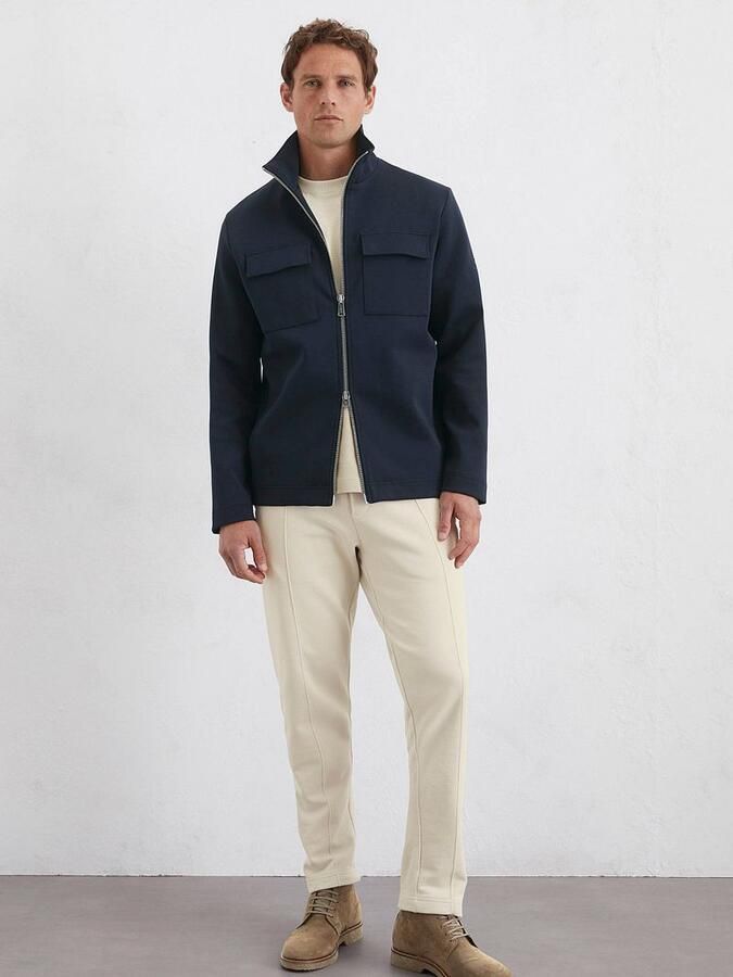 Marc O'Polo Regular fit sweatjack van hoogwaardige scuba-interlock-sweatstof