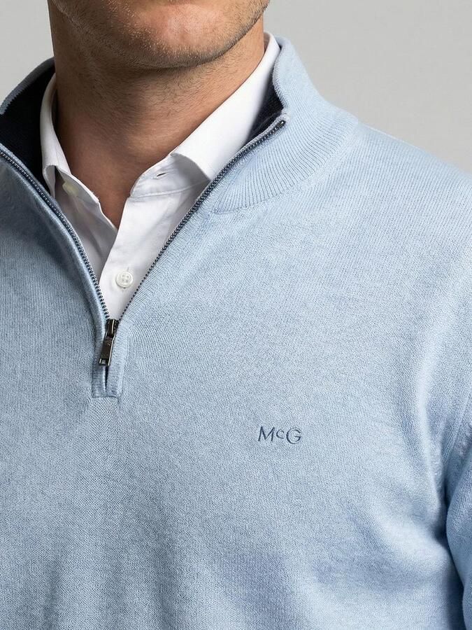 McGregor Half-Zip Trui Cotton Cashmere Powder Blauw - Foto 2