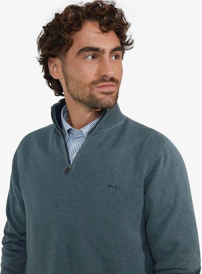 McGregor Half Zip Trui Merino Blend Structure Groen - Foto 3