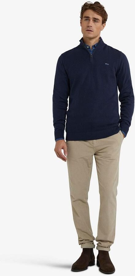 McGregor Half Zip Trui Merino Blend Structure Navy