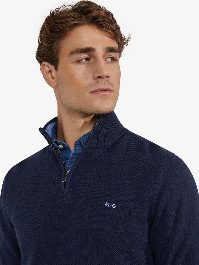 McGregor Half Zip Trui Merino Blend Structure Navy - Foto 2