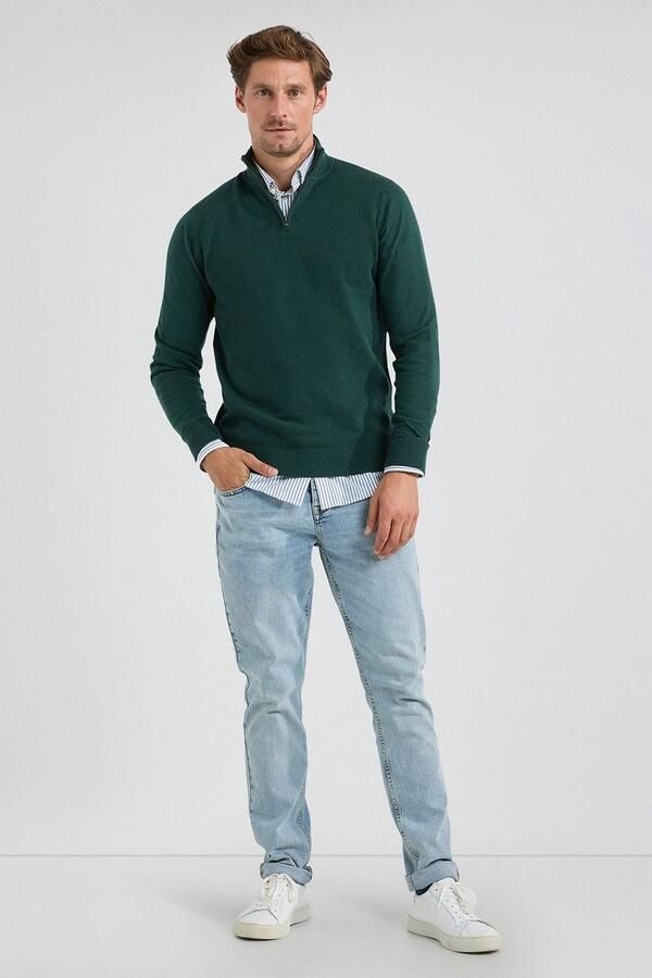 McGregor Half Zip Trui Merinowol Blend Pine Groen - Foto 3