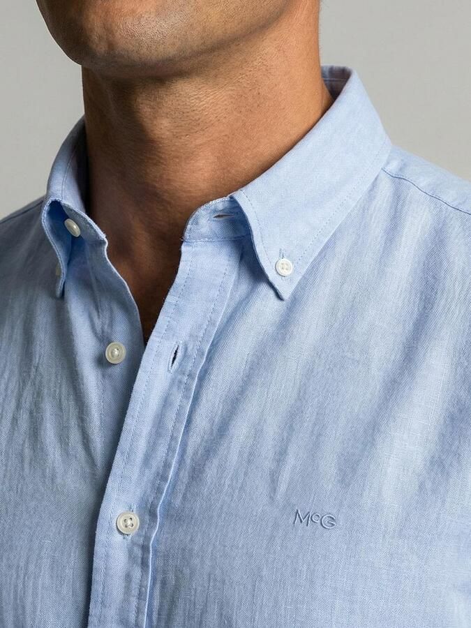 McGregor Overhemd Cotton Linen Lichtblauw - Foto 2