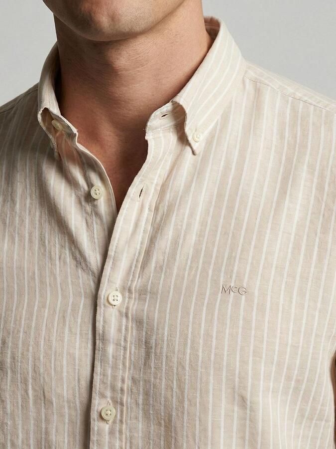 McGregor Overhemd Cotton Linen Strepen Ecru - Foto 2