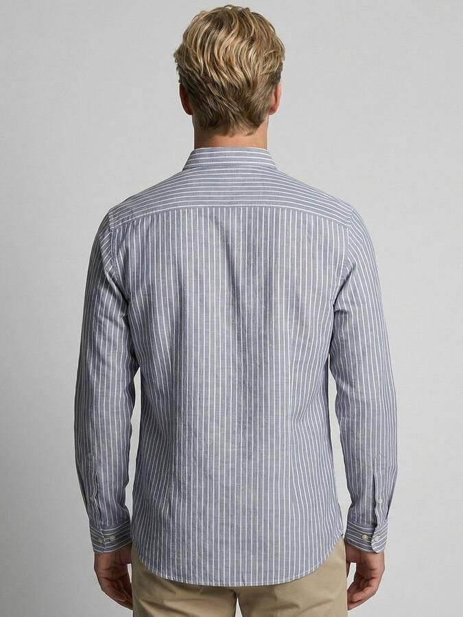 McGregor Overhemd Cotton Linen Strepen Indigo - Foto 2