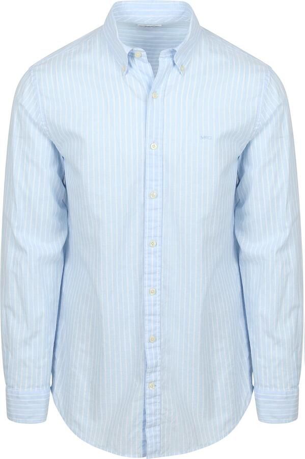 McGregor Overhemd Cotton Linen Strepen Lichtblauw