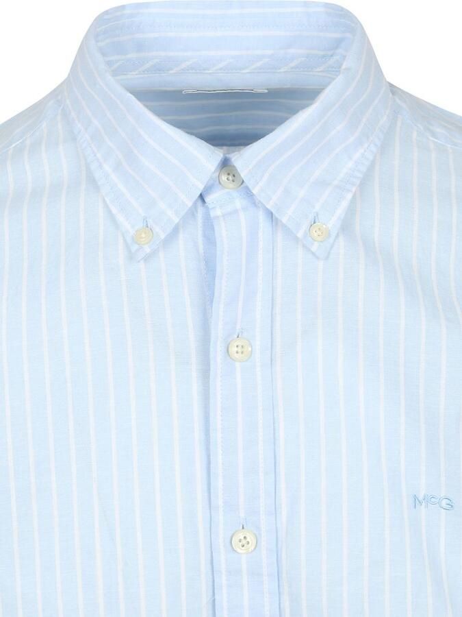 McGregor Overhemd Cotton Linen Strepen Lichtblauw - Foto 4