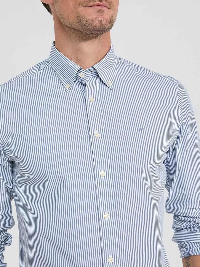 McGregor Overhemd Poplin Streep Blauw - Foto 4