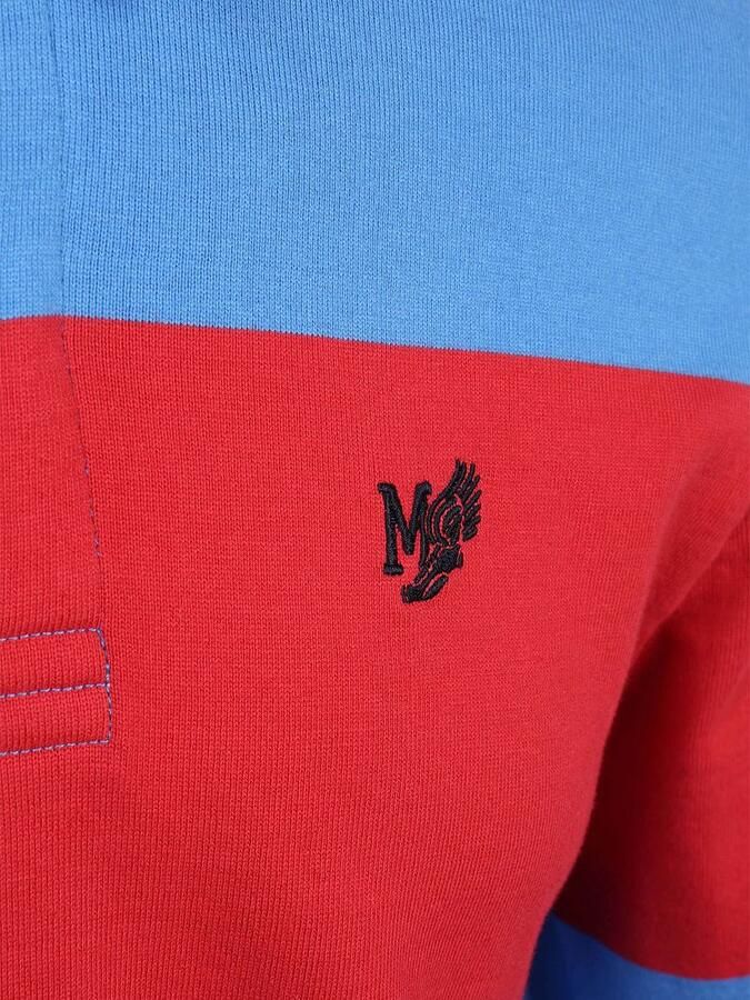 Mcgregor Polo Shirt Lange Mouw Rugbyshirt Streep Blauw Rood - Foto 5