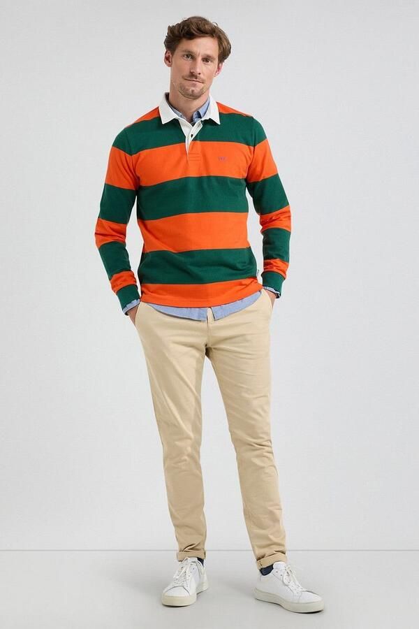 Mcgregor Sweater Rugbyshirt Streep Oranje Groen