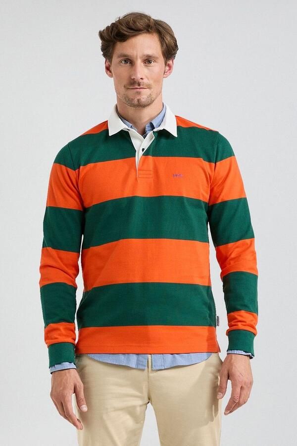 Mcgregor Sweater Rugbyshirt Streep Oranje Groen - Foto 3