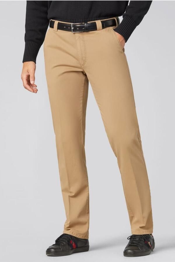 Meyer katoenen broek Roma beige effen katoen-stretch - Foto 3